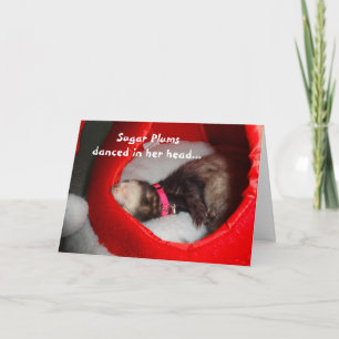 Carte de Noël de furet de prunes de sucre