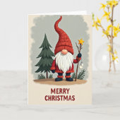 Carte de Noël de gnome joyeux (Fleur jaune)