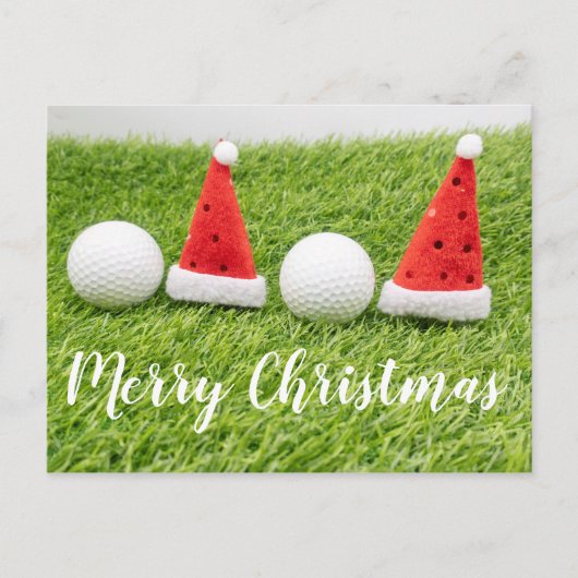 Carte de Noël de golf avec chapeau de Santa sur he (Devant)