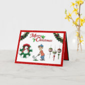 Carte de Noël de golf avec dessin animé (Fleur jaune)