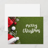 Carte de Noël de golf avec golf et tee sur vert (Devant / Derrière)