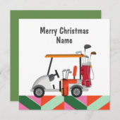 Carte de Noël de golf avec voiturette de golf et c (Devant / Derrière)