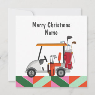 Carte de Noël de golf avec voiturette de golf et c