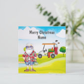 Carte de Noël de golf avec voiturette de golf et c (Debout devant)