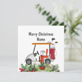 Carte de Noël de golf avec voiturette de golf et c (Debout devant)