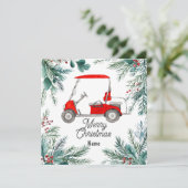 Carte de Noël de golf avec voiturette de golf pour (Debout devant)
