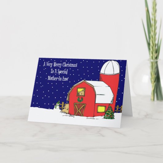 Carte de Noël de grange de belle-mère (Devant)