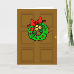 Carte de Noël de guirlande d'entrée principale