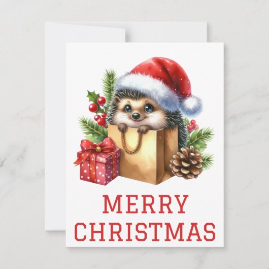Carte de Noël de hérisson mignon (Devant)