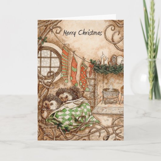 Carte de Noël de hérisson - partie (Devant)