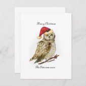 Carte de Noël de hibou personnalisée (Devant / Derrière)
