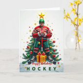 Carte de Noël de hockey (Fleur jaune)