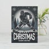 Carte de Noël de hockey Joyeuses Fêtes (Debout devant)