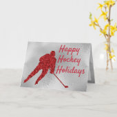 Carte de Noël de hockey sur glace - étincelle roug (Fleur jaune)
