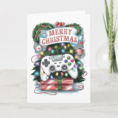 Carte de Noël de jeu vidéo aquarelle (Devant)