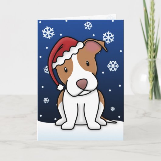 Carte de Noël de Kawaii American Pit Bull (Devant)