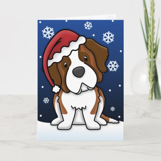 Carte de Noël de Kawaii St Bernard (Devant)