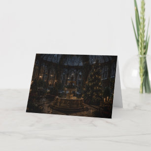 Carte de Noël de la bibliothèque gothique à dôme