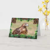 Carte de Noël de la Buse à queue rouge (Fleur jaune)