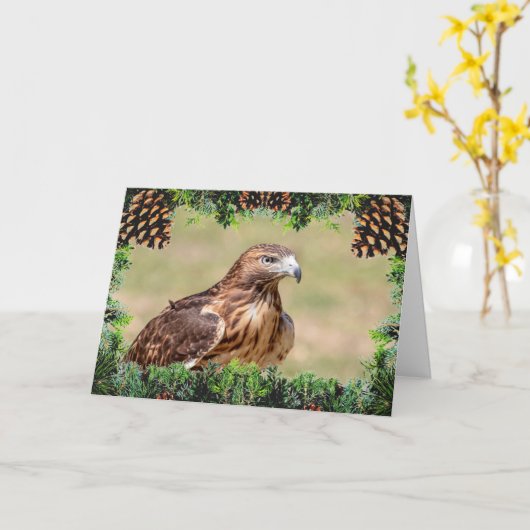 Carte de Noël de la Buse à queue rouge (Fleur jaune)