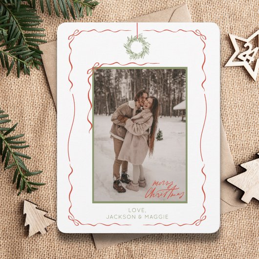 Carte de Noël de la ceinture rouge de la couronne 