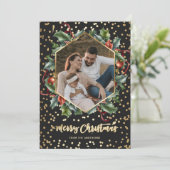 Carte de Noël de la couronne d'or noir (Debout devant)