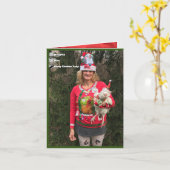 Carte de Noël de la dame au poulet fou Joyeux POUL (Fleur jaune)