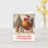 Carte de Noël de la famille de la ferme de poulet (Fleur jaune)
