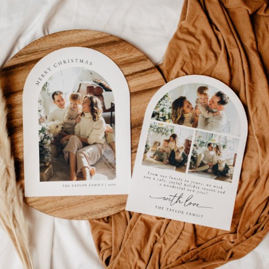 Carte de Noël de la famille de photos de script mo