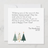 Carte de Noël de la famille des bois d'hiver (Dos)