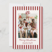 Carte de Noël de la famille rayée rouge (Devant)