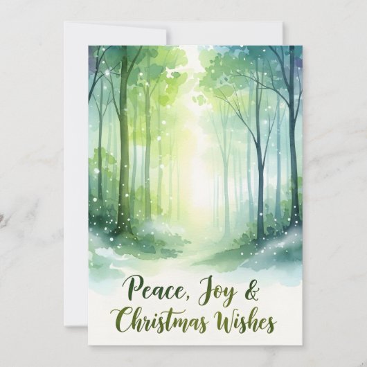 Carte de Noël de la forêt aquarelle enneigée (Devant)