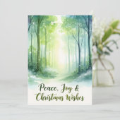 Carte de Noël de la forêt aquarelle enneigée (Debout devant)
