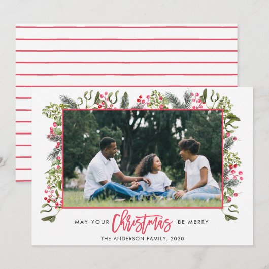 Carte de Noël de la frontière florale (Devant / Derrière)