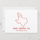 Carte de Noël de la ligne rouge Art Santa Texas (Devant)