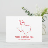 Carte de Noël de la ligne rouge Art Santa Texas (Debout devant)