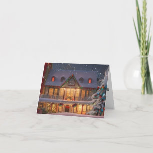 carte de noël de la maison chaude