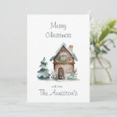 Carte de Noël de la maison d'aquarelle (Debout devant)