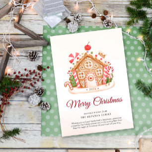 Carte de Noël de la maison de pain d'épice non pho