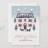 Carte de Noël de la maison de Pâque Rose rustique (Devant)