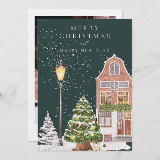 Carte de Noël de la maison d'hiver (Devant / Derrière)