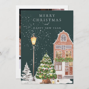 Carte de Noël de la maison d'hiver