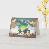 Carte de Noël de la nativité animale (Fleur jaune)