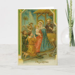 Carte de Noël de la Nativité de l'ère édouardienne