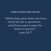 Carte de Noël de la Nativité - Pas de chambre dans