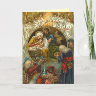 Carte de Noël de la Nativité victorienne