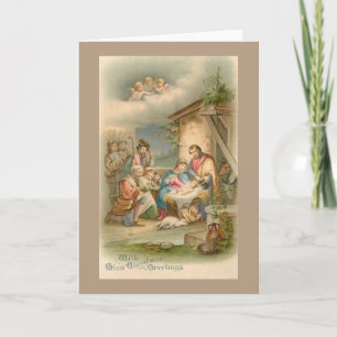 Carte de Noël de la Nativité vintage