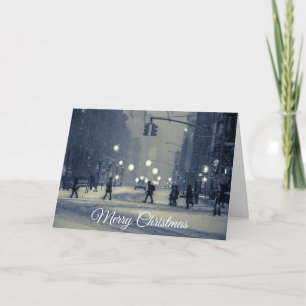 Carte de Noël de la nuit de la ville d'hiver