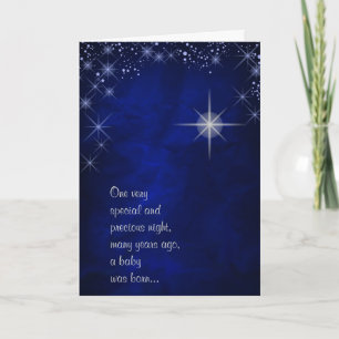 Carte de Noël de la première nuit étoilée bleue