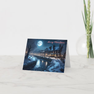 Carte de Noël de la promenade Riverside en hiver